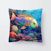 Colorful Fish Cartoon Marine Life Peach Skin Sofa Pillow Car Cushion Cover
