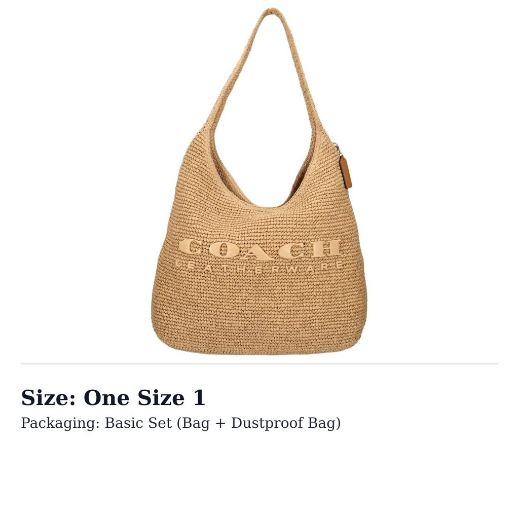 COACH Brooklyn Straw Woven Shoulder Bag Large Women's Beige CAL99-B4NA