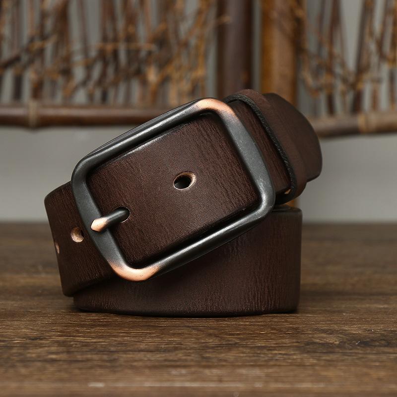 Belt Men's Matte Glossy Retro Leather Pin Buckle First Layer Cowhide Casual Trendy All-Match Youth Jeans Belt