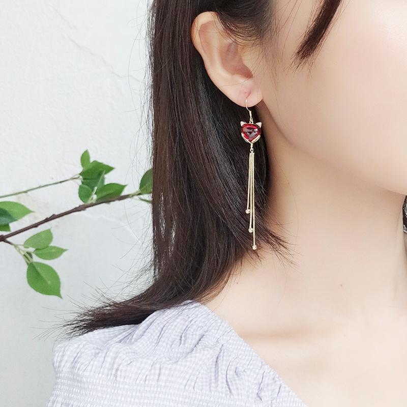 Серьги с кисточками из лисы, женские темпераментные простые корейские длинные серьги, элегантные изысканные трендовые женские модные серьги-гвоздики