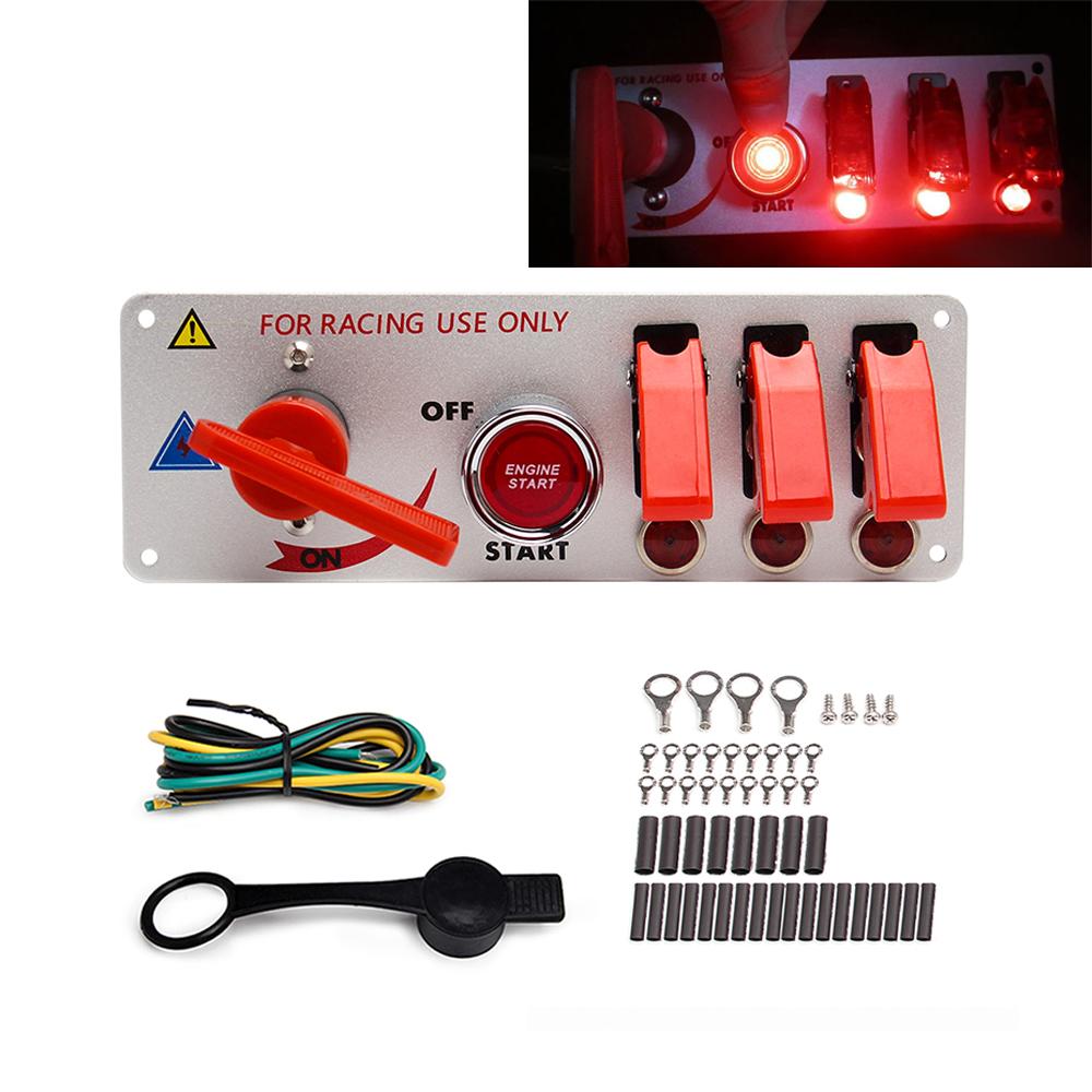 12V Auto LED Ignition Switch Panel Racing Car Ignition Engine Start On/Off Push Button 5 in 1 Ignition Toggle Switches