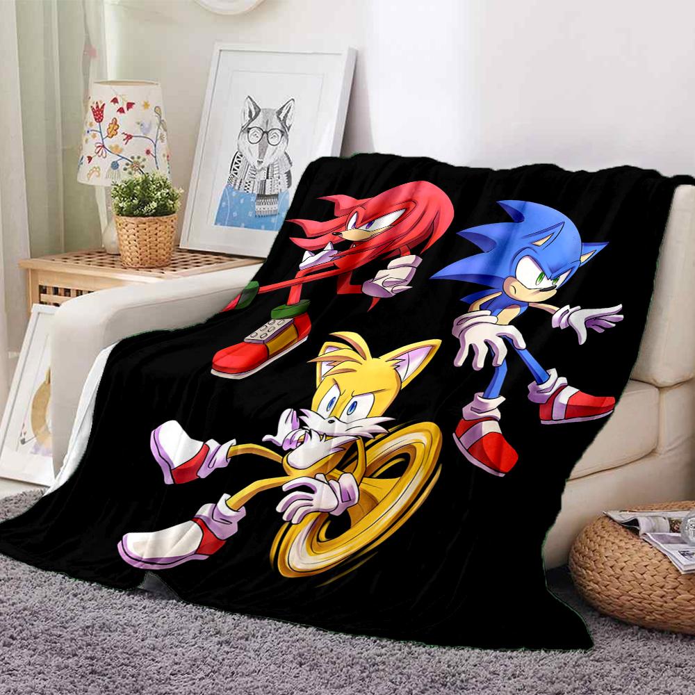 1Pc Sonic Adventure Teamwork Flannel Blanket, Soft And Comfortable, Casual Warm, Camping Travel, Christmas, Halloween Xmas Gift L1279