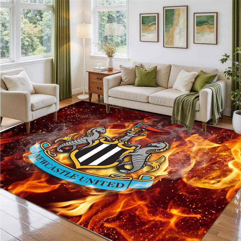 Newcastle United Football Design Crystal Velvet Rug Soft Decorative Mat for Bedroom Entrance