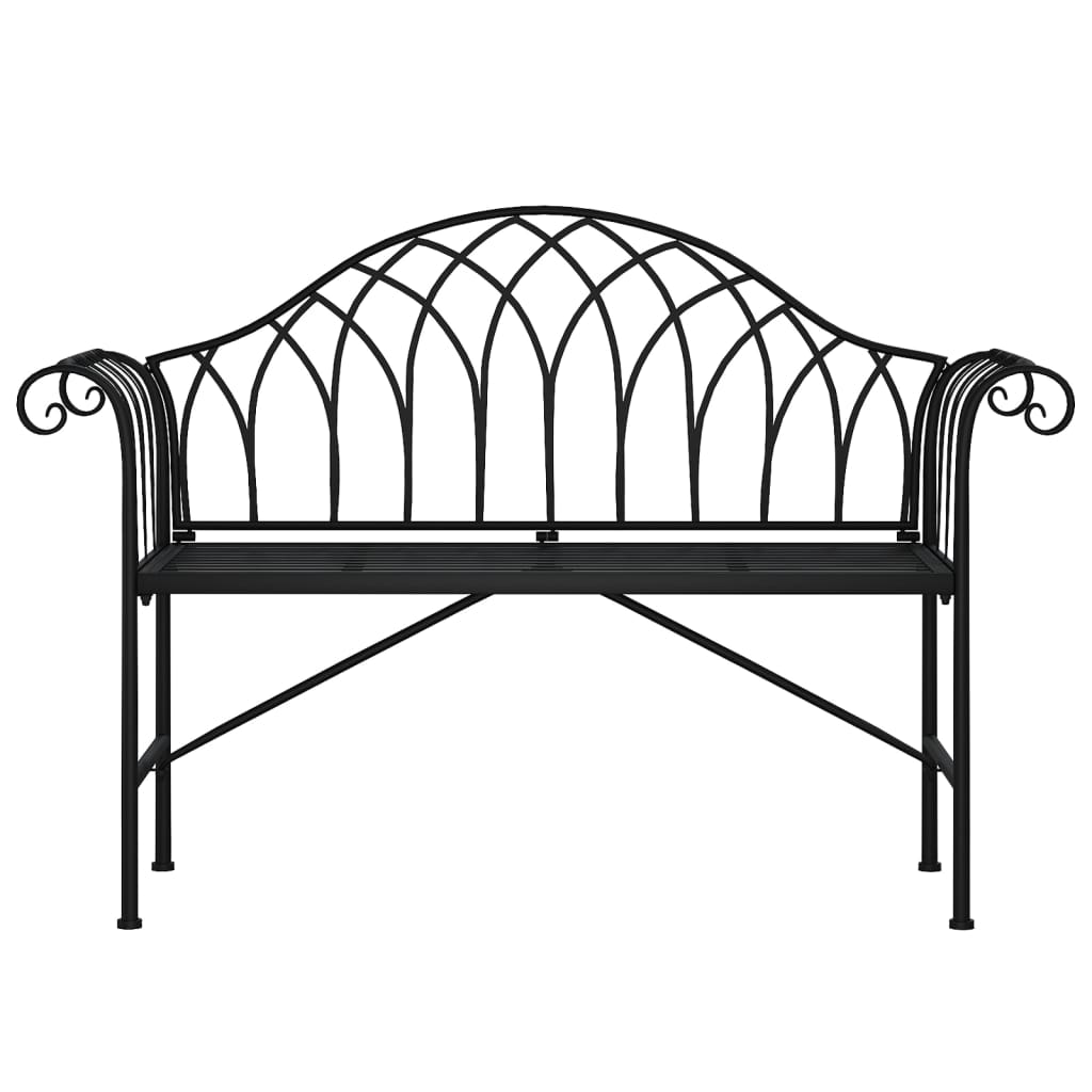 Vidaxl Ławka Ogrodowa Dla 2 Osób, 128 Cm, Czarna, Stalowa