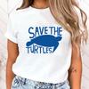 (Premium T-shirt)New Protect The Ocean Save A Turtle Graphic Print T-Shirt Women Fashion Round Neck Loose Tee Shirt Tops