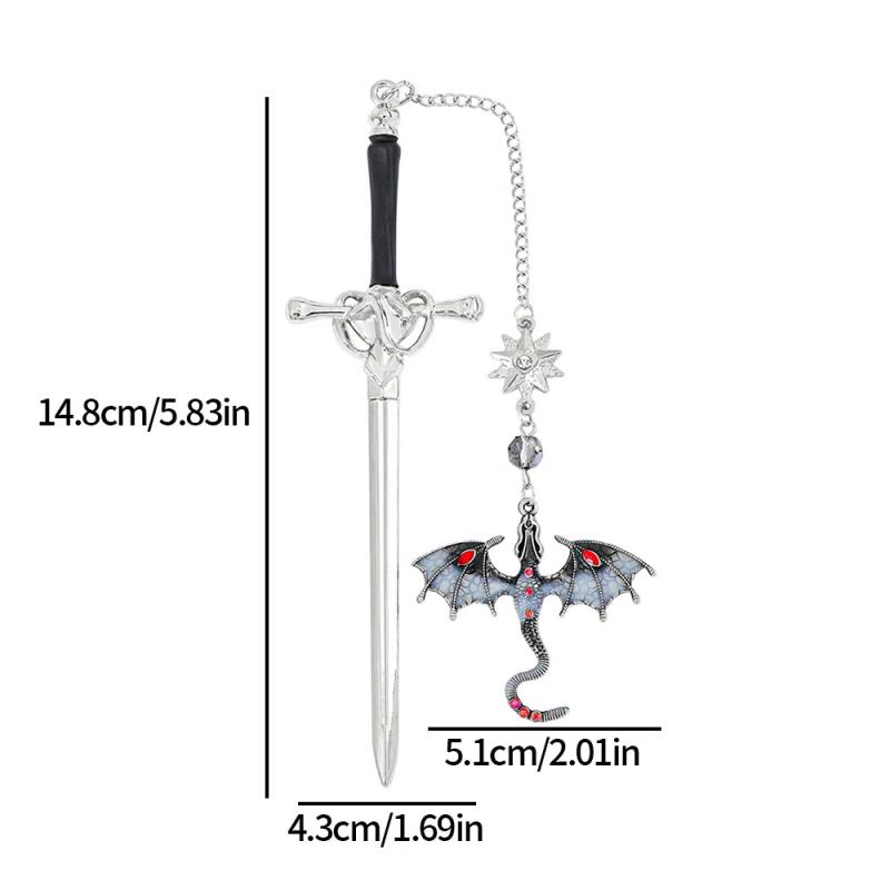 Модель оружия в форме меча, металлическая закладка с подвеской в виде двукрылого дракона, аксессуары для чтения для книголюбов, подарок на день рождения