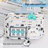 Panda Fun New Snow Kitten Pencil Case - Cute Transparent Flap for School Stationery