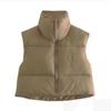 Autumn And Winter Women's Short Cotton Down Vest Short Stand-up Collar Warm Sleeveless Quilted Vest Outdoor Travel Jacket Tops