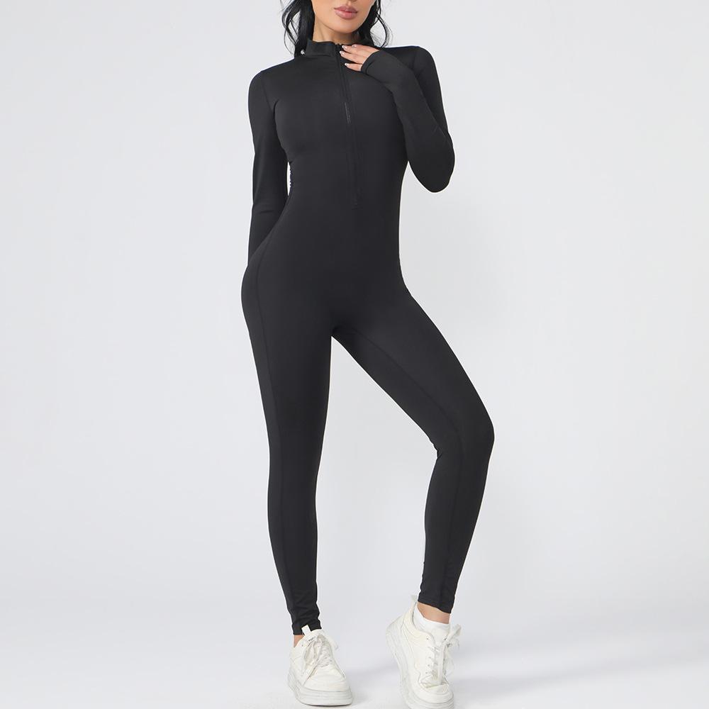Autumn Scrunch Gym Jumpsuit Women's Fitness Suit Long Sleeve and Long Pant Sports Overalls for Woman Tracksuit Yoga Clothing Zipper Workout Sportswear