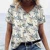 2024 женская футболка с китайским бамбуковым принтом, топ больших размеров, женская трендовая одежда, модная рубашка с короткими рукавами, футболка большого размера с v-образным вырезом