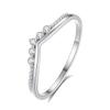 S925 Pure Silver Layered Wedding Ring for Ladies, Small Micro-set Cubic Zirconia Stone Bezel Finger Ring, Ring for The Little Finger