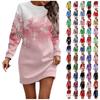 Long Sleeve Dress For Women Casual Christmas Printed Pullover Hip Pack Dress Sweater Dress Autumn