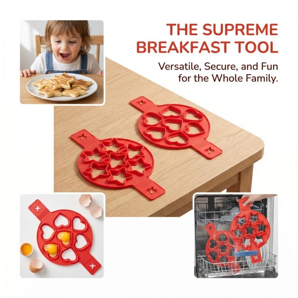 2pcs Non-Stick Silicone Egg Ring Star Heart Egg Cooker Pan Pancake Maker Home Kitchen DIY Baking