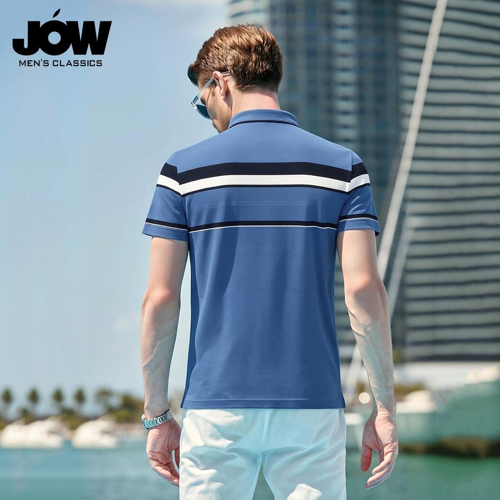 [Administrative Color Contrast Stripe] Summer New Style Flip Collar Mulberry Silk Anti Wrinkle Business Polo Shirt