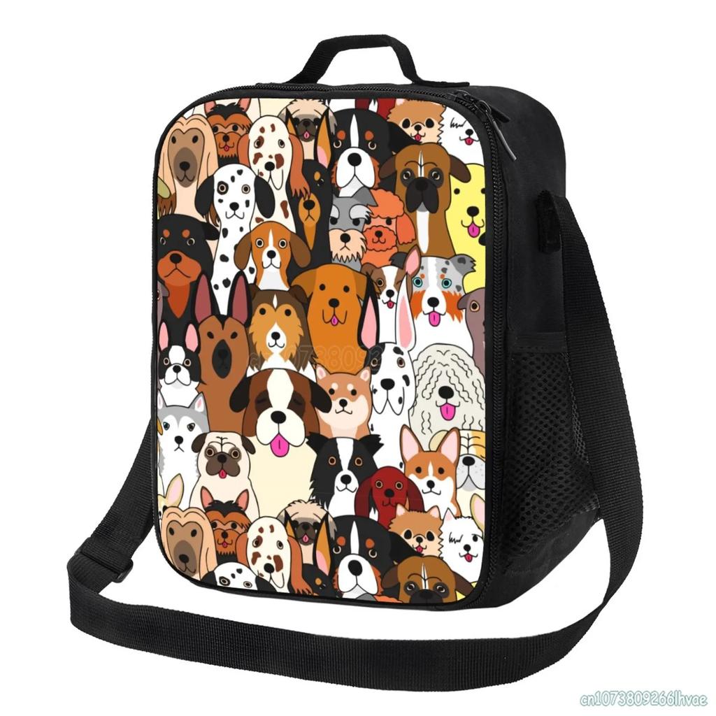 Мультяшный щенок собака изолированные ланч-боксы для работы пикника водонепроницаемый ланч-бокс сумка для ланча с застежкой-молнией регулируемый плечевой ремень
