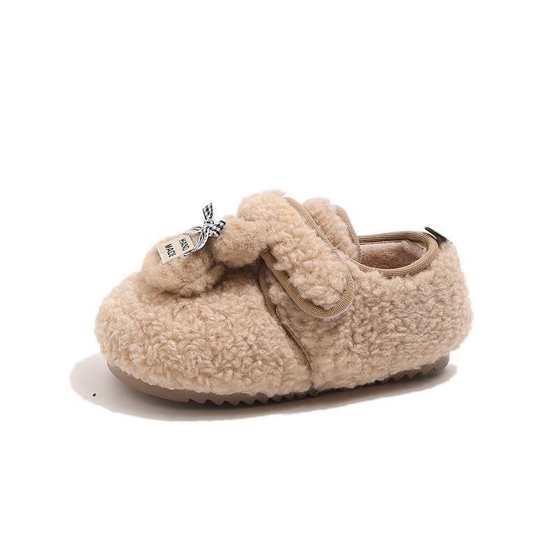Girls Winter Fuzzy Cartoon Bunny Slippers Shoes With Coral Fleece Lined TPR Sole Toddlers Kids