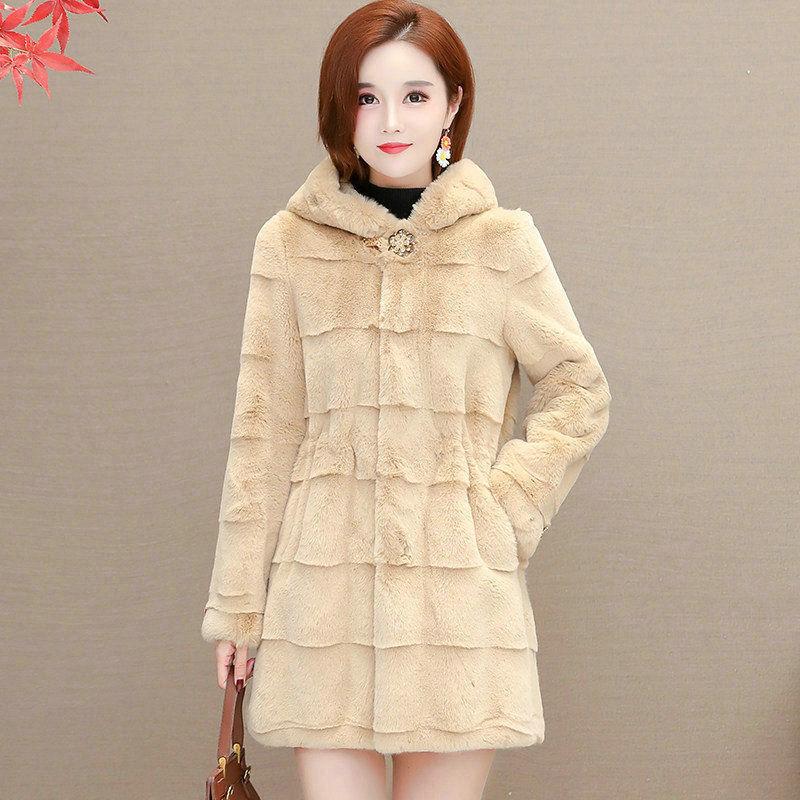 Зимняя куртка для пожилых людей среднего возраста, искусственное меховое пальто из травы, теплая, свободного покроя, модная парка