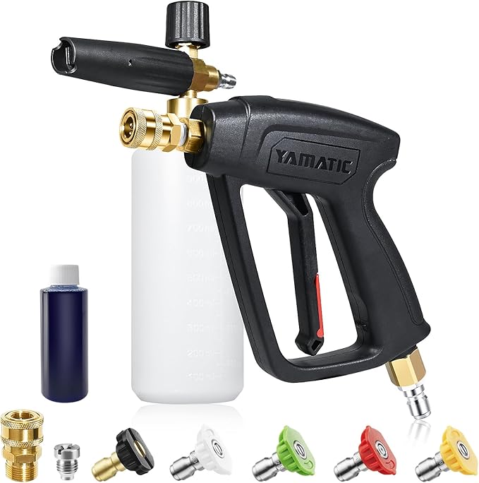 YAMATIC Pressure Washer Gun with Foam Cannon, 4000 PSI Car Washer Foam Blaster with 1/4 Quick Connect, 5 Power Washer Nozzle Tip