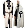 Halloween Cosplay Medieval Costume Men Teutonic Knight Crusader Tunic & Cloak Surcoat Reenactment LARP