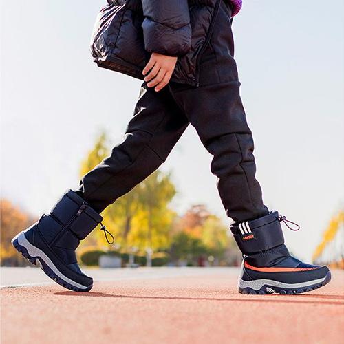 Утолщенные детские ботинки, нескользящие теплые зимние ботинки среднего размера с кошками, зимняя повседневная непромокаемая хлопковая обувь для мальчиков и девочек