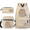 Pusheen толстый кот милый мультяшный принт школьный рюкзак трансграничный студенческий портативный наплечный рюкзак пенал набор из трех предметов