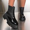 2024 Fashion New Modern Women's Boots Outdoor Platform Ankle Boots Women Round Toe Low Heel Side Zip Shoes Women Zapatos Mujer