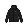 Solid Color Brand Logo Drawstring Zipper Hooded Down Jacket Men Outerwear Black F51M247901F-BK