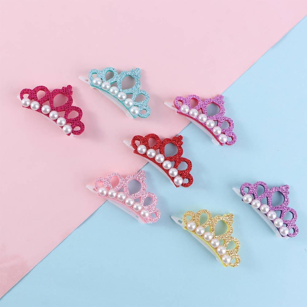 Crown Shape Bows with Faux Pearl Pets Hair Clips Dog Accessories Pet Hairpins Pet Grooming Supplies