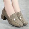 Fashion High Quality Pumps for Women Solid Color Thick Heel Soft Leather Shoes Patent Leather British Woman Round Toe High Heels Shoes