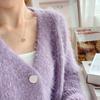 Autumn and Winter Imitation Mink Short Long Sleeve Sweater Women's Knitted Cardigan Coat