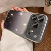 Чехол iPhone 17 Pro Max с градиентом, блестками и хрустальным объективом с чехлом Apple 15
