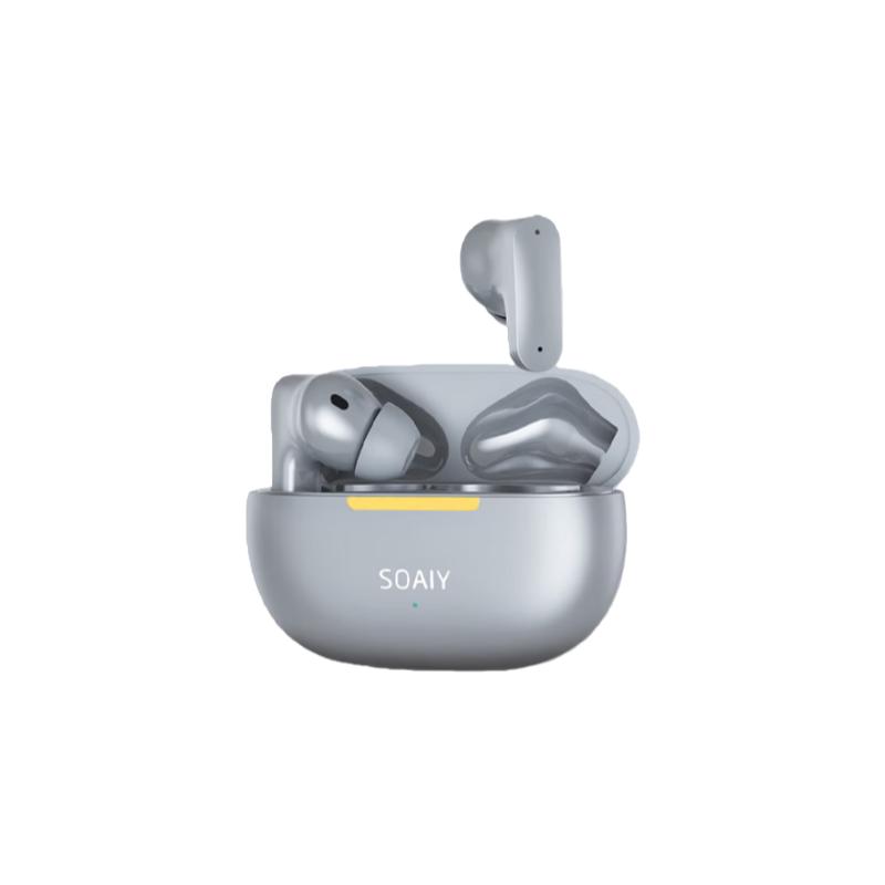 soaiy Bluetooth Headphones, ANC Active Noise Cancellation, Bluetooth 5.3, Silver Color