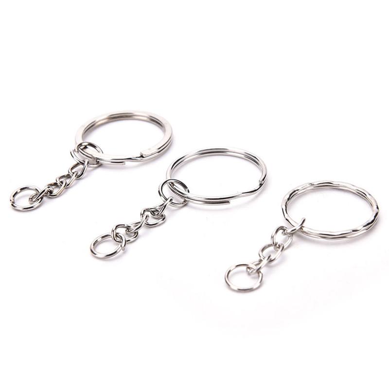 50Pcs Diy Polished Silver Key Rings Key Chain Split Ring Short Jewelry Findings