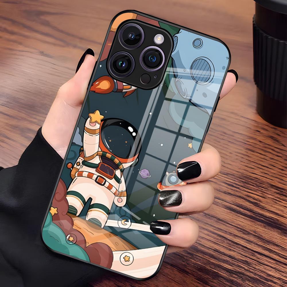 Чехол для телефона «Астронавт» для iPhone 17 Pro Max 15 Pro 16 14 Plus 12 13 Mini 11 Pro Ударопрочная стеклянная крышка