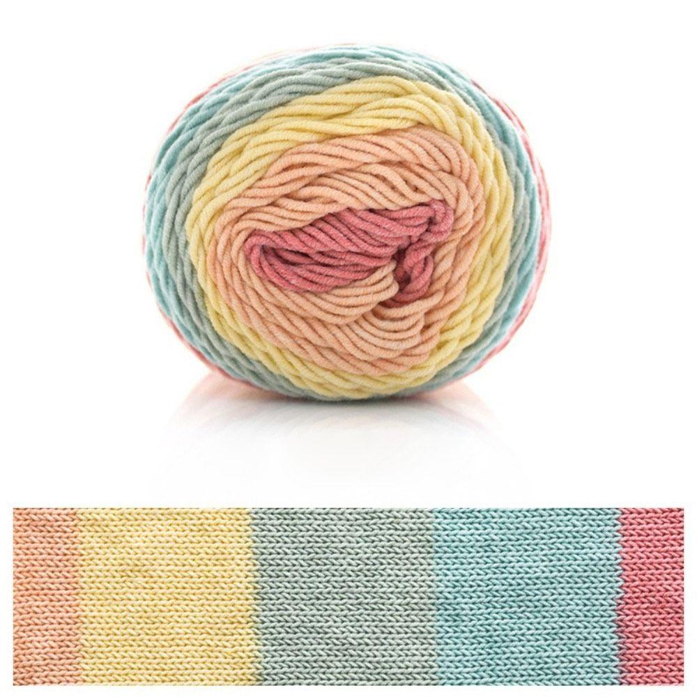 Rainbow Color Crochet Knitting Cotton Rainbow Cotton Yarn Warm Milk Cotton  Scarf