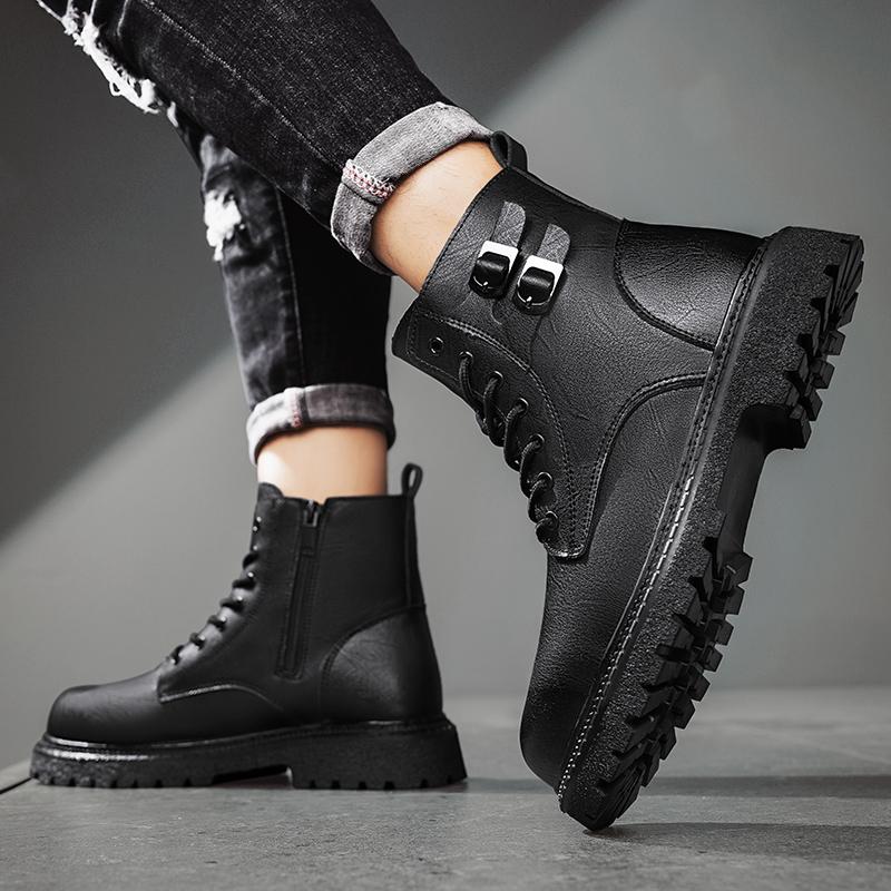 Мужские высокие кожаные ботинки на молнии Ботильоны для активного отдыха Мягкая обувь