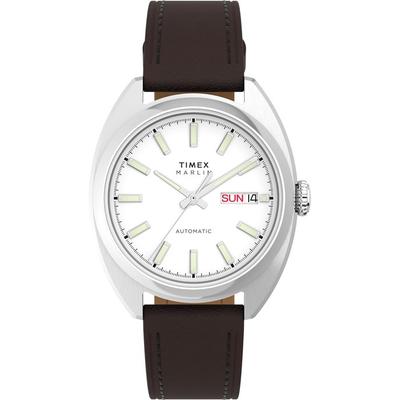 [Timex] Автоматические часы Marlin 50м Водонепроницаемость Минеральное Стекло Белый Циферблат TW2Y65200 Мужские