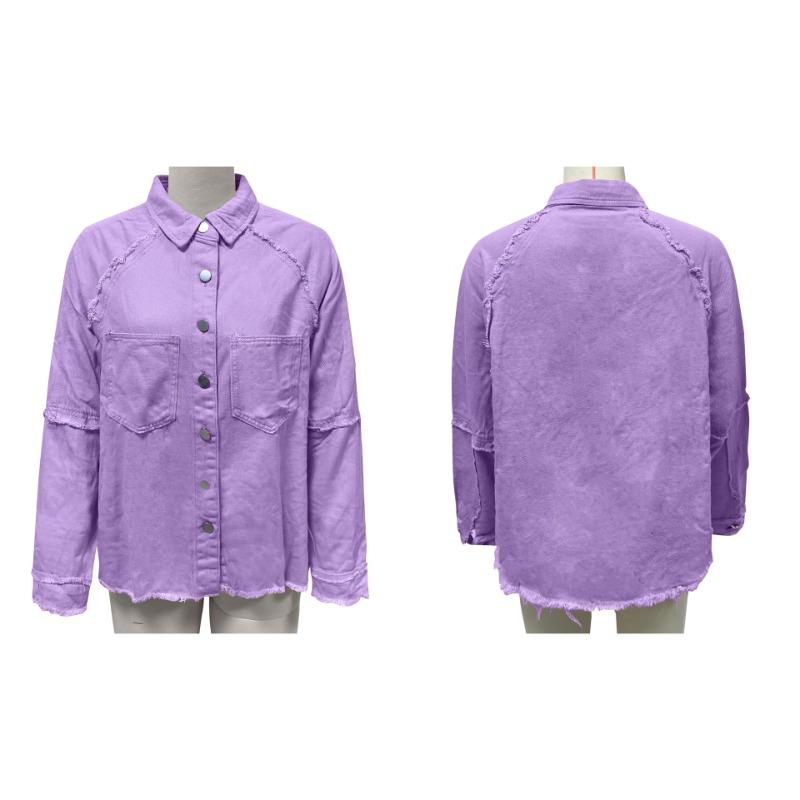 YYFS Осенняя женская джинсовая куртка с длинным рукавом, свободная куртка миди с необработанным краем