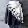 Women's Floral Print Loose Casual Long Sleeved Hooded Sweatshirt