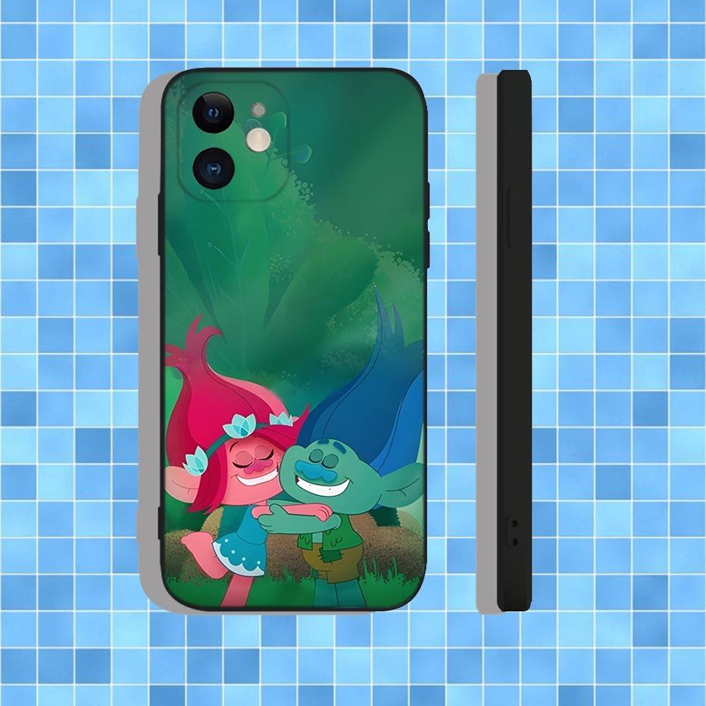 T-Trolls Cute Cartoon Phone Case For iPhone 17,16,15,14,13,12,11,Pro,Max,Plus,Air,X,XS,XR,SE,8,7,Mini,Soft Black Case