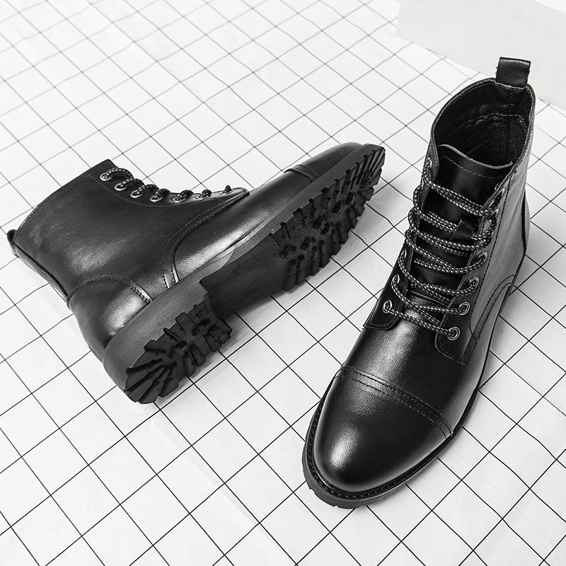 Мужские длинные кожаные ботинки со шнуровкой, деловые байкерские ботинки, дизайнерская кожаная обувь, повседневные кожаные ботинки с высоким берцем, ботинки для байкеров