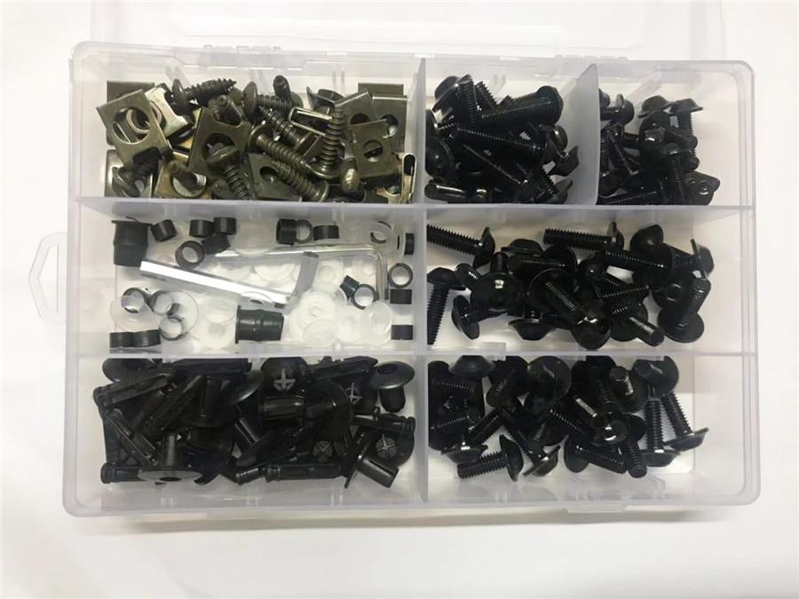 198 шт. Универсальный комплект пружинных винтов, болтов и гаек для обтекателя мотоцикла, крепежные клипсы для спортбайков Honda/Yamaha/Kawasaki/Suzuki