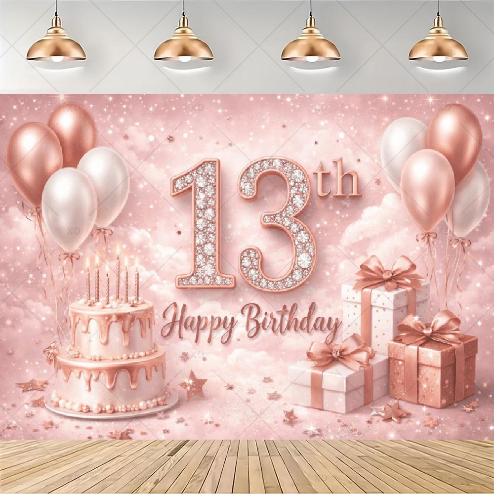 Party decorations for a 13th birthday, official backdrop for a teenager, black and purple balloon background, photo banner for...4526
