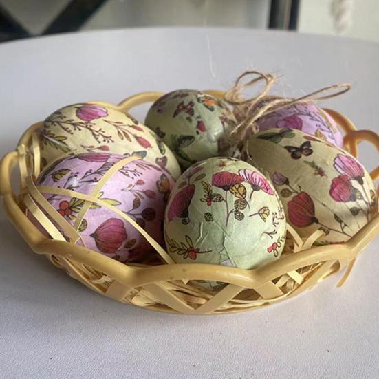 7Pcs/Set Colorful Bunny Painted Plastic Easter Eggs with Basket Hanging Pendant DIY Easter Egg Crafts Home Easter Party Supplies