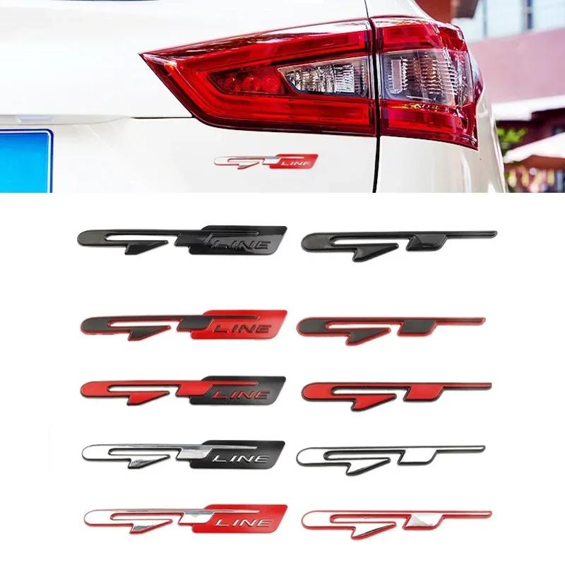 KMWL7 3D Metal GT Line Logo Car Rear Trunk Emblem Badge Decals For Peugeot 307 308 Renault KIA Rio K3 K5 Ceed Sportage Auto Stickers