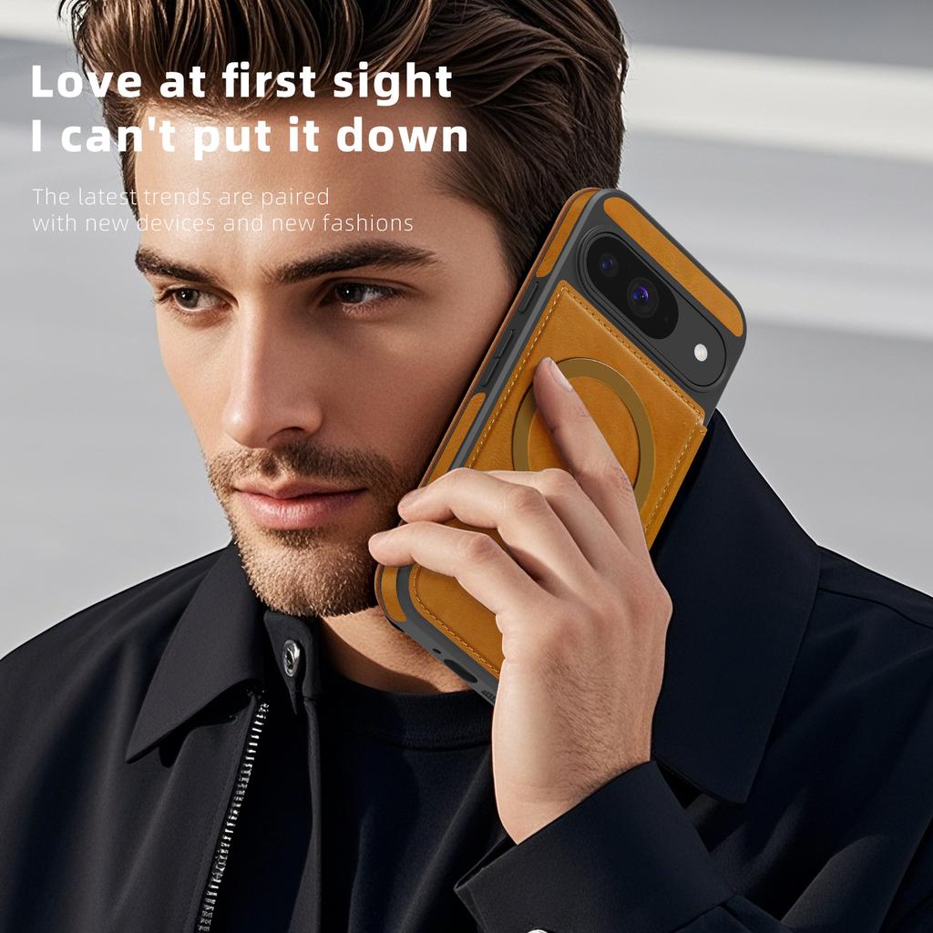 Для Google Pixel 8, 9, 10 серии. Чехол-книжка Lingdun Magnetic Business Leather Case-MagSafe-совместимый со встроенными слотами для карт и блокировкой RFID