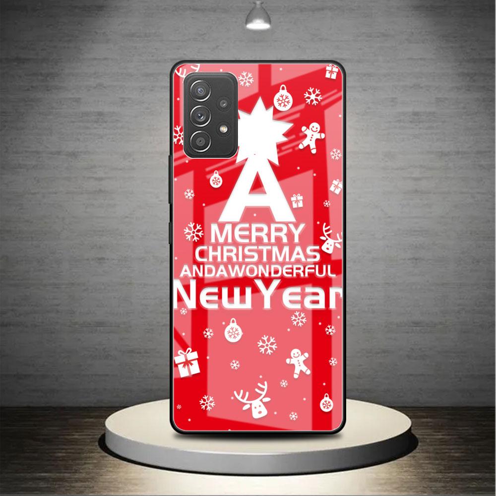 Стеклянный чехол для Samsung Galaxy A52 A71 A50 A51 A70 A21s A31 A72 A10 A12 A30 A22 5G Чехол для телефона Снеговик Рождественский Мультяшный