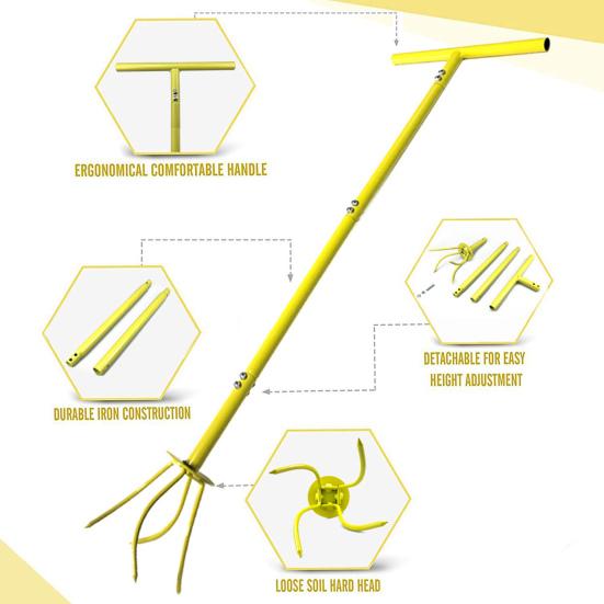 Простой в сборке ручной захват почвы с длинной ручкой, практичный садовый коготь-культиватор, инструмент для посадки