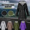 Women Solid Rain Jacket Outdoor Plus Size Waterproof Hooded Windproof Loose Coat
