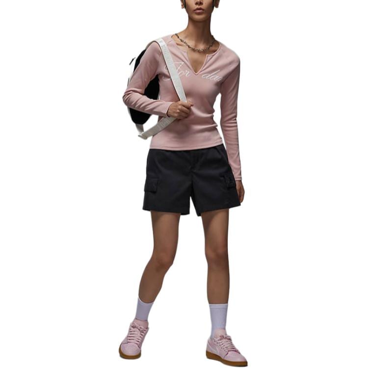 Jordan T Shirts Women's Pink V Neck Moderate FV7189-601